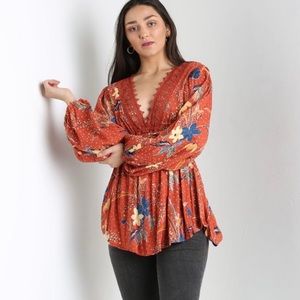 Cute blouse top, deep V-neck